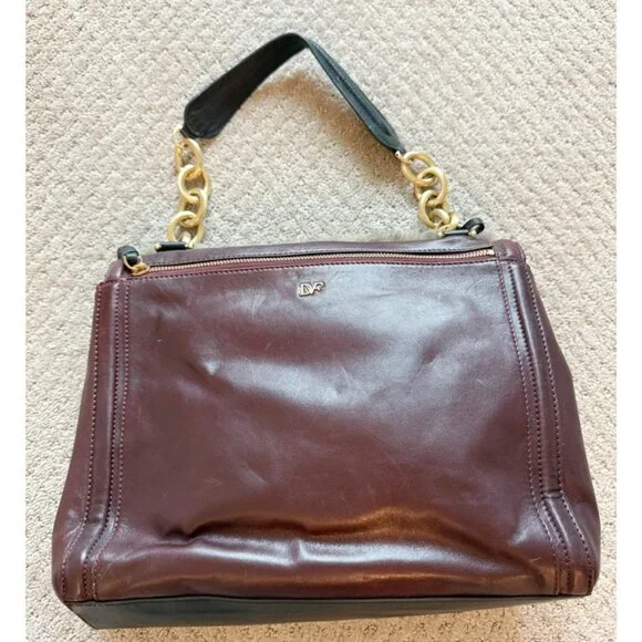 DVF Diane Von Furstenberg Faux Fur Charlotte Harper Leather Shoulder Bag - Picture 4 of 14